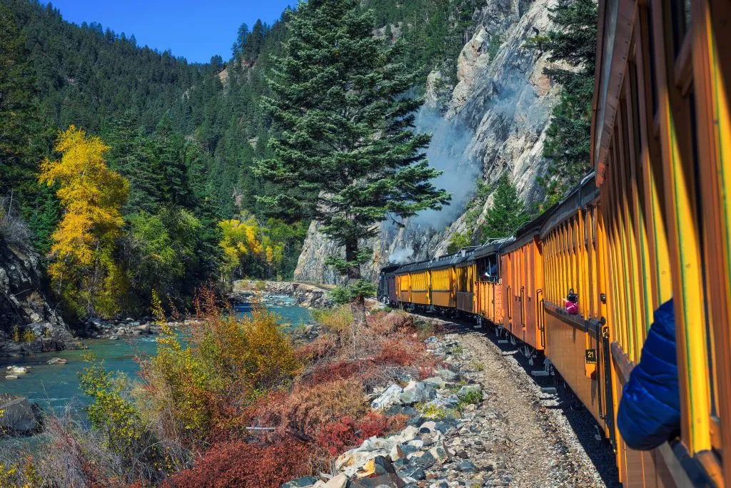 scenic yellow train ride from durango to silverton colorado