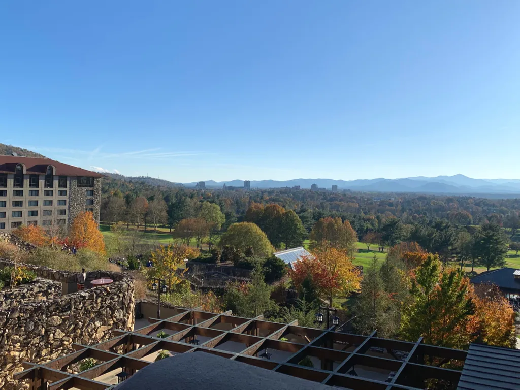 view from omni grove park inn in asheville nc in the fall