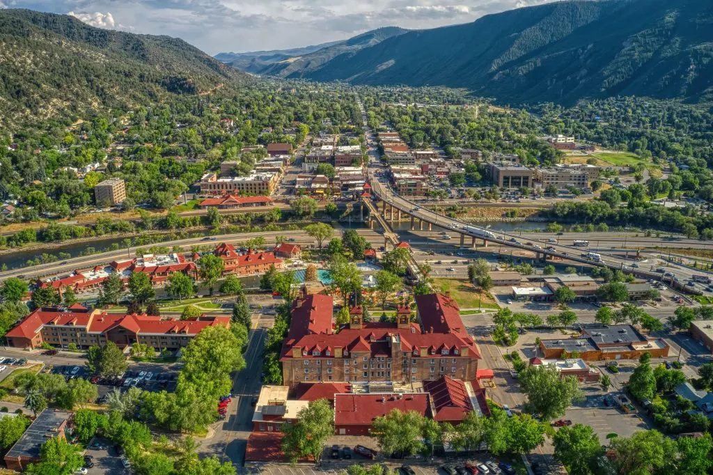 aerial view of glenwood springs co, one of the best colorado vacation destinations