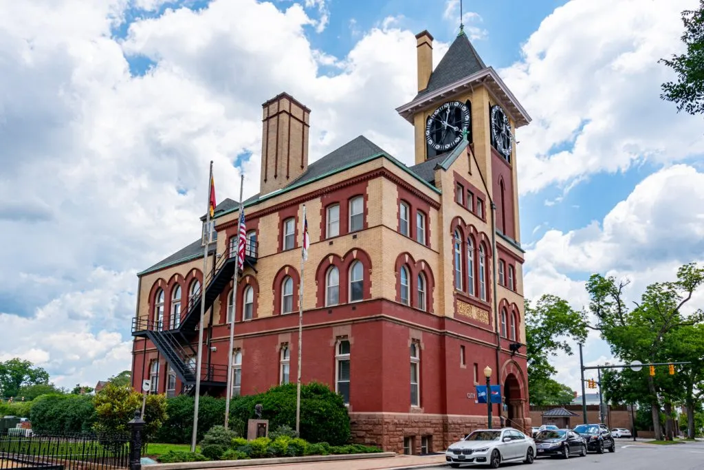 city hall with clock tower in historic new bern