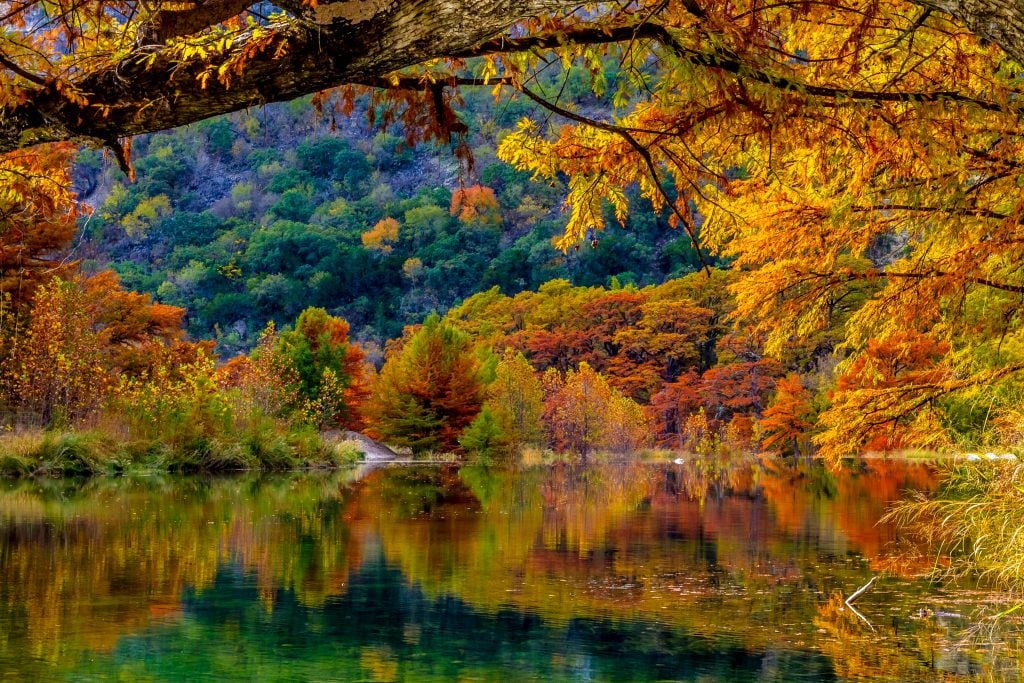 fall foliage in garner state park texas, one of best warm places to visit in usa november