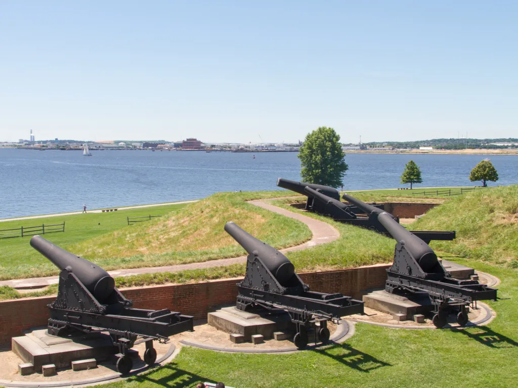 cannons on display at fort mchenry baltimore maryland