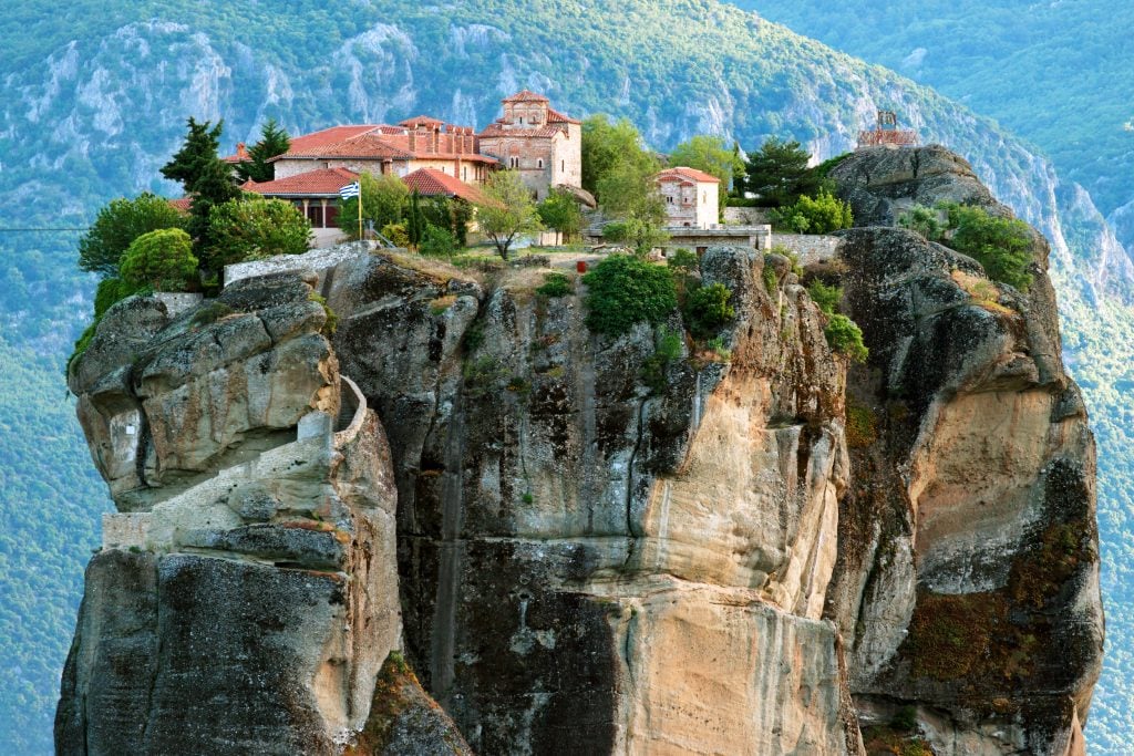 monastery in meteora greece as captured from a different ledge