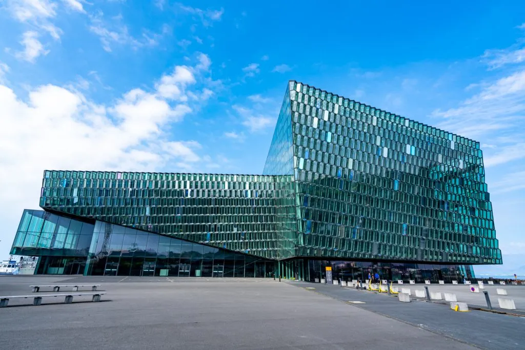 harpa concert hall with glass pattern in reykjvaik iceland