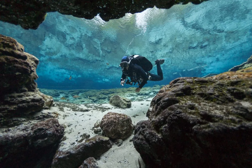 scuba diver in ginnie springs florida