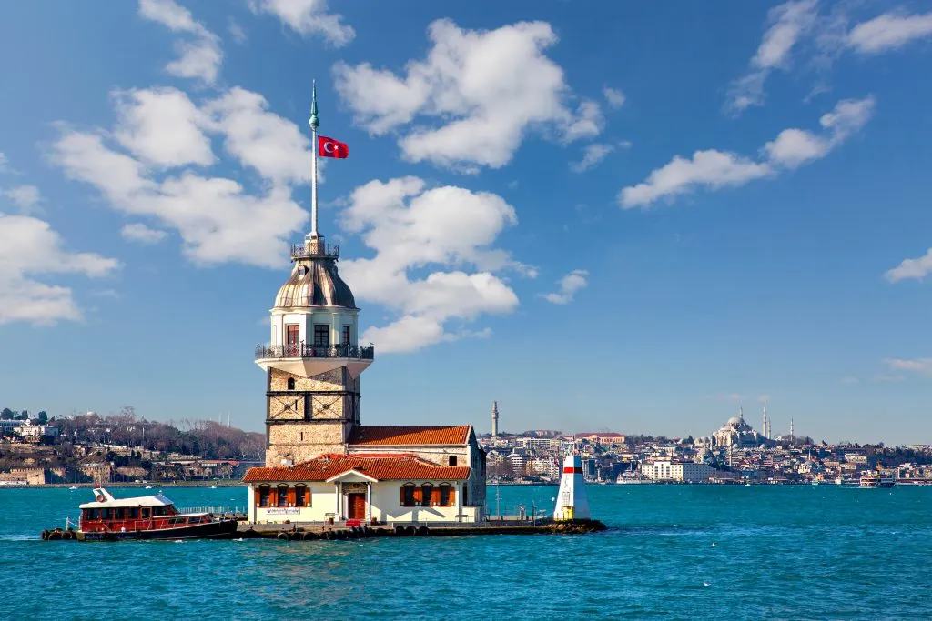 view of istanbul maidens tower from across the water, one of the best istanbul things to do