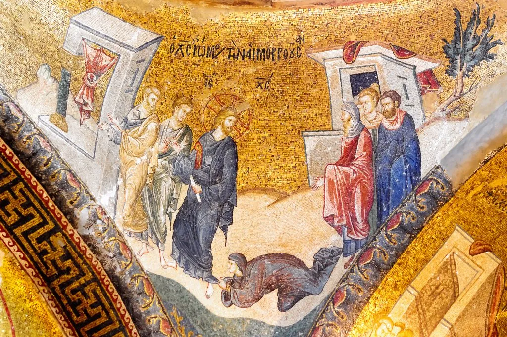 gold mosaics at chora church istanbul turkey