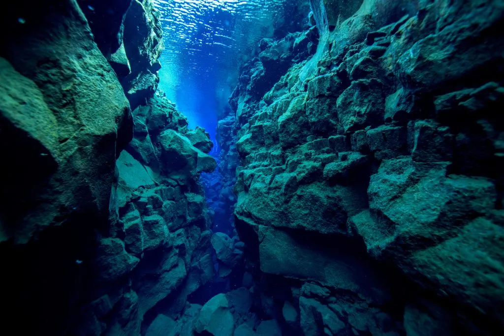 bright blue water of silfra iceland