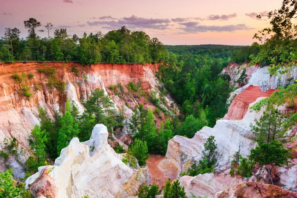 providence canyon from above at sunset
