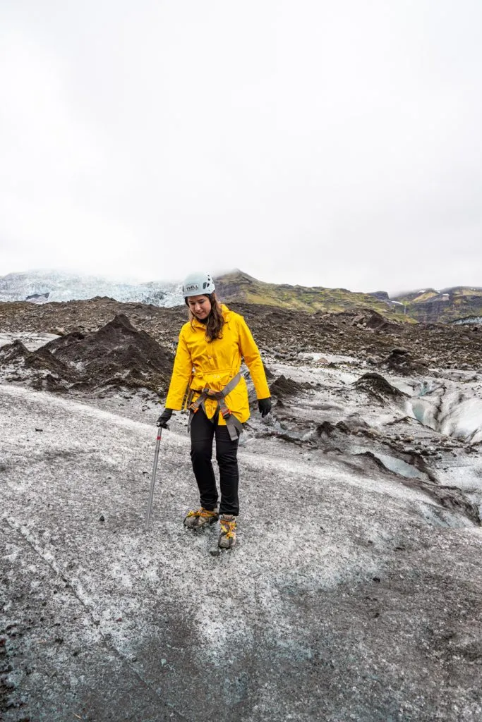 kate storm walking on a glacier iceland