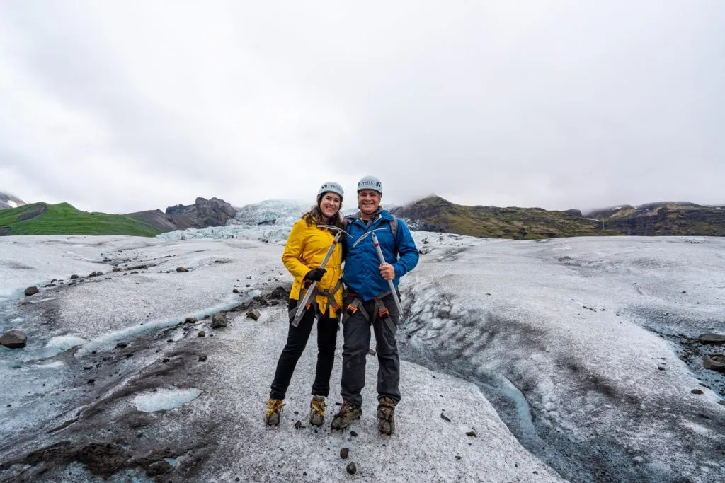 kate storm and jeremy storm on a glacier tour iceland