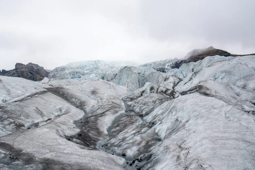 vatnajokull glacier as seen looking up when glacier hiking in iceland