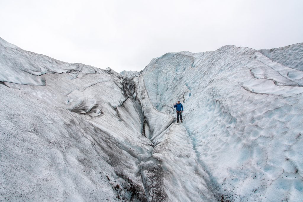 jeremy storm standing on a glacier skaftafell