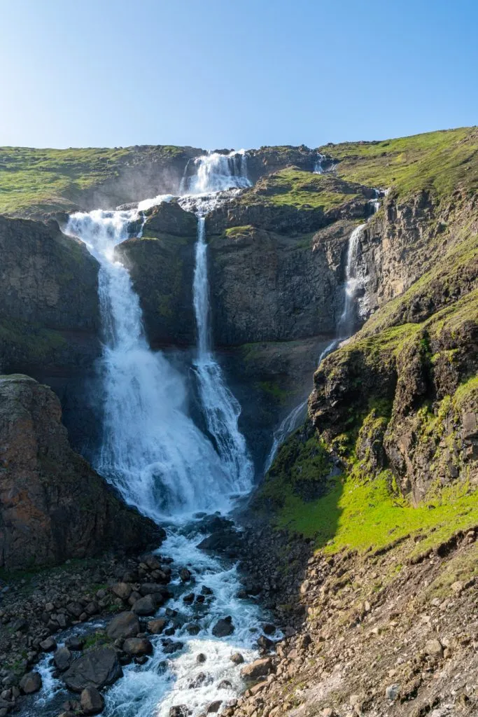 powerful waterfall along ring road iceland 10 days