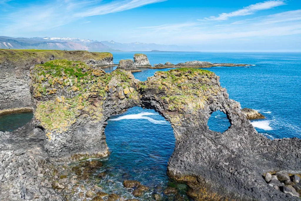 scenic arch over the sea in arnarstapi snaefellsness peninsula