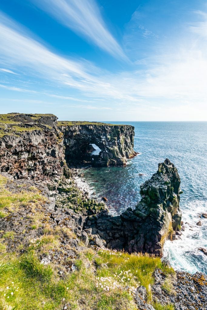 dramatic sea cliffs on snaefellsness peninsula, one of the best stops on an iceland road trip itinerary