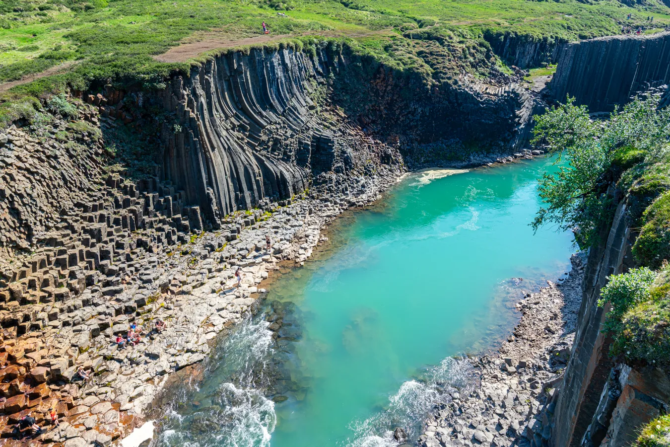 studhagil canyon in iceland from above, a great view for reading the best books about iceland