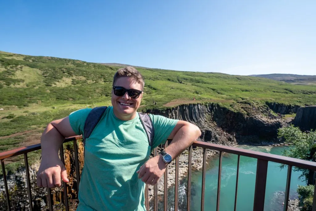 jeremy storm at upper viewpoint studlagil canyon iceland