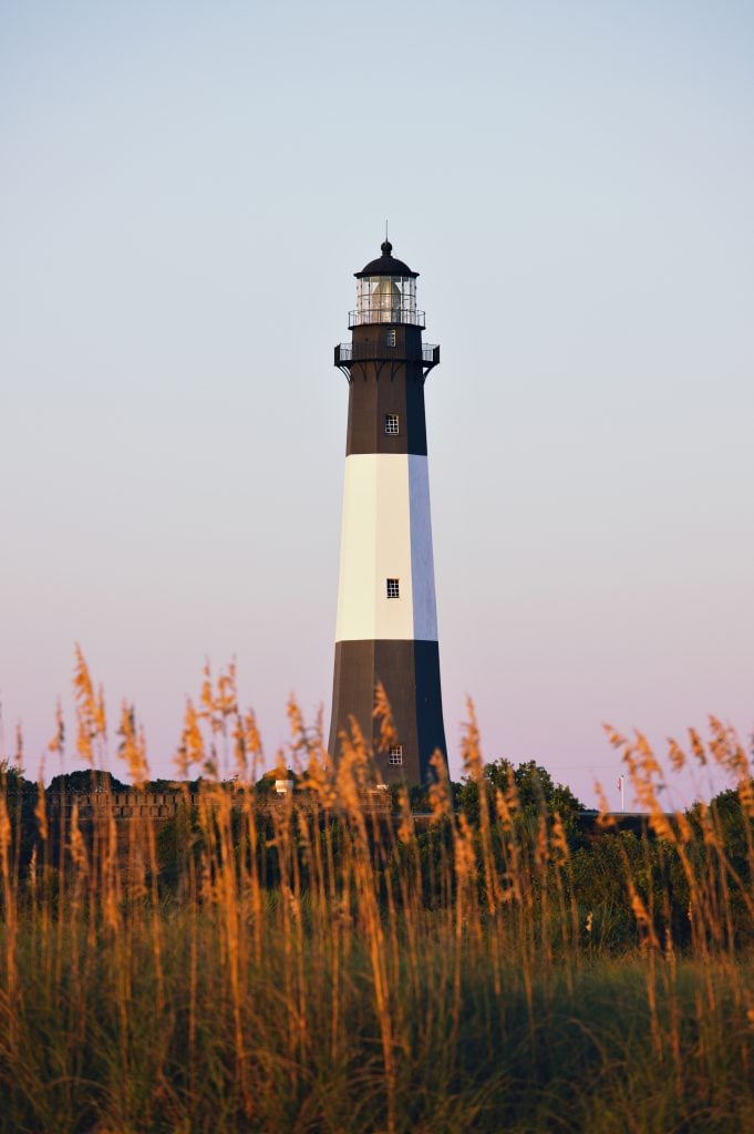 tybee lighthouse at sunrise, one of the best tybee island things to do