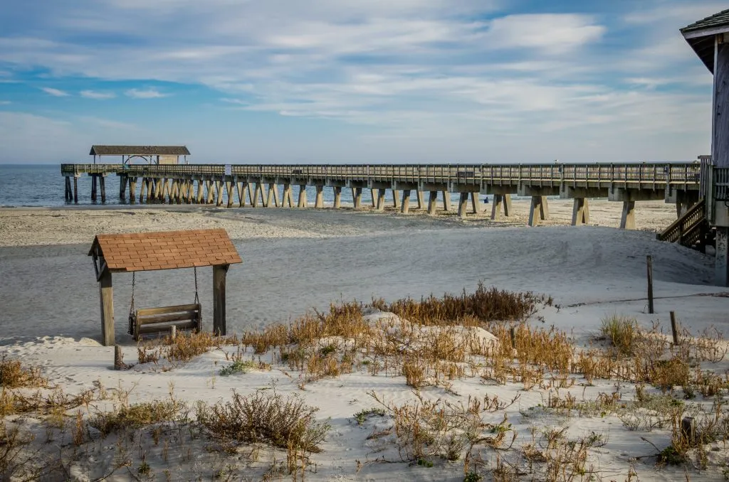 tybee island pier as seen from across the beach