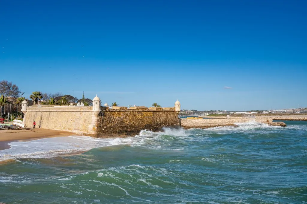 view of Fort Ponta da Bandeira with water in the foreground