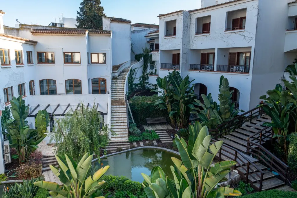 view of gardens at tivoli lagos restort, one of the best places to stay in lagos portugal