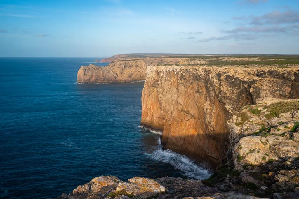 view of rugged cliffs and sea in sagres portugal