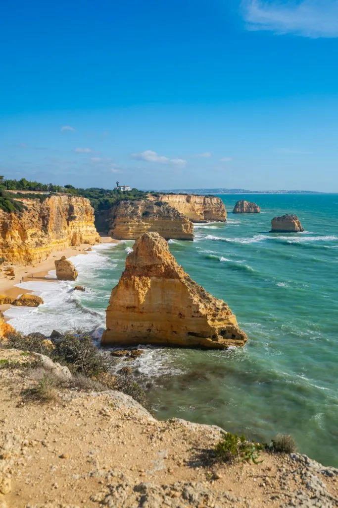 view of algarve coastline from seven hanging valleys trail, a wonderful place to visit as part of a 14 day europe itinerary