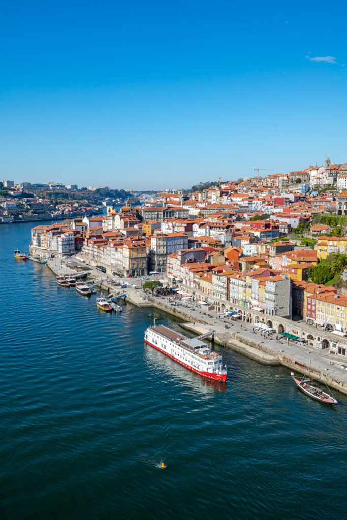 view of porto portugal skyline from luis i bridge, one of the most romantic cities in europe for couples