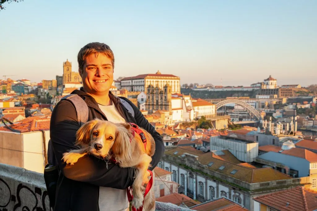 jeremy storm and ranger storm at miradouro da vitoria at sunset