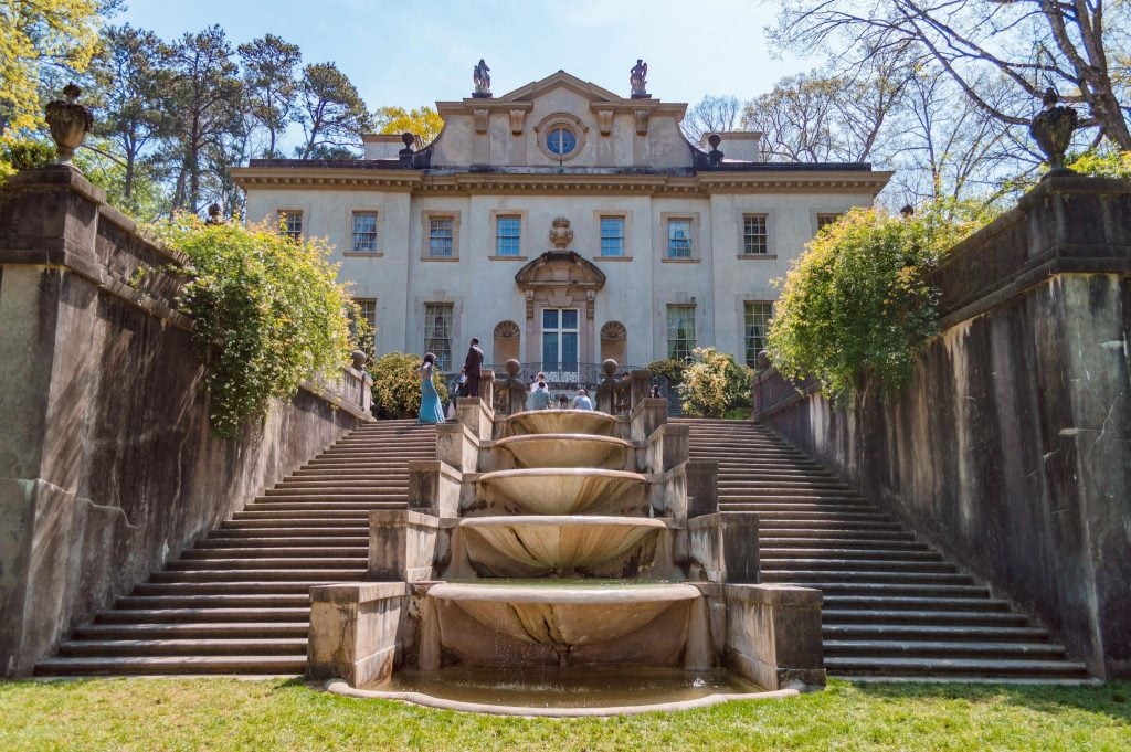 stairs at the back of the swan house atlanta history center, one of the best attractions 3 days in atlanta ga