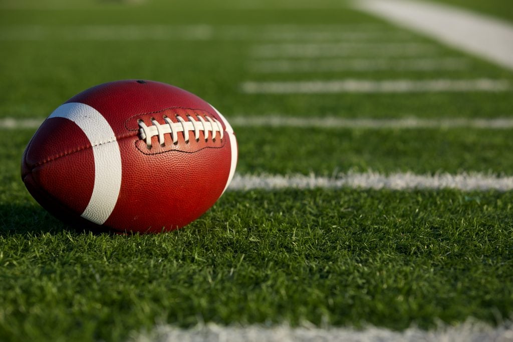 american football on the line