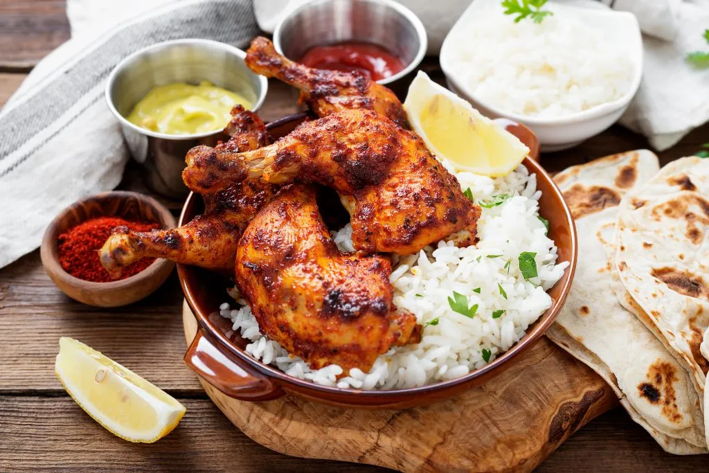 tandoori chicken on rice