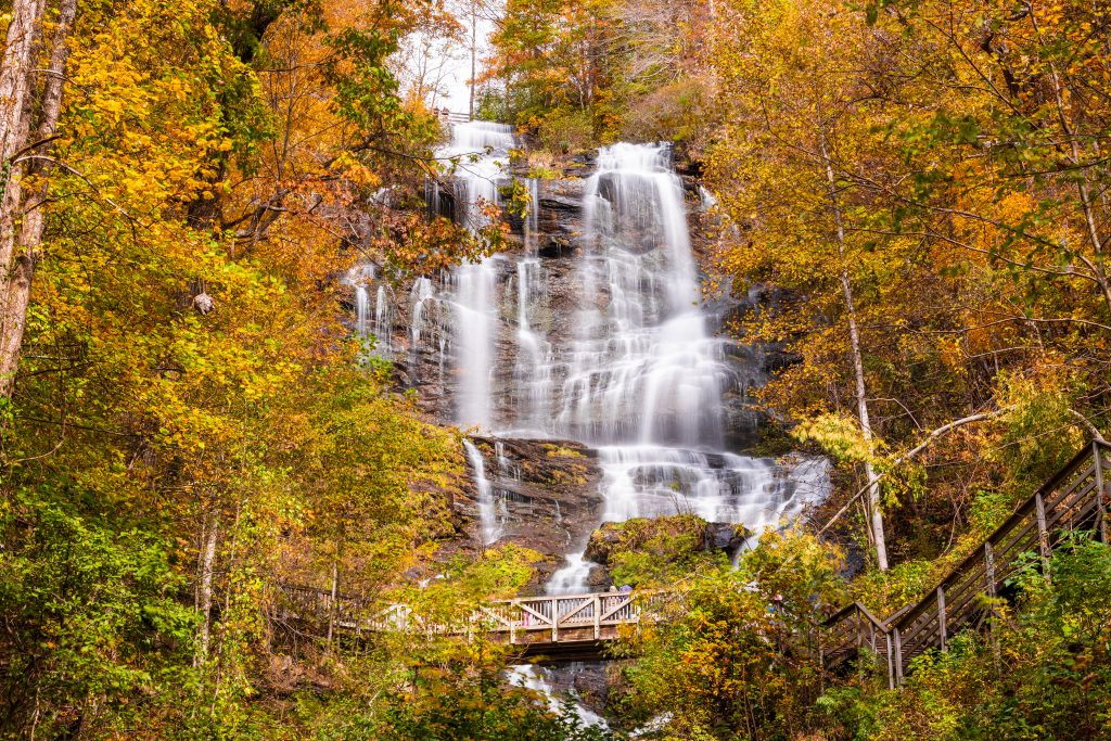 amicalola falls in autumn near atlanta georgia