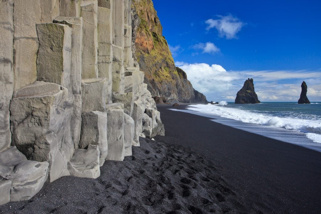 basalt columbs of black sand beach vik iceland