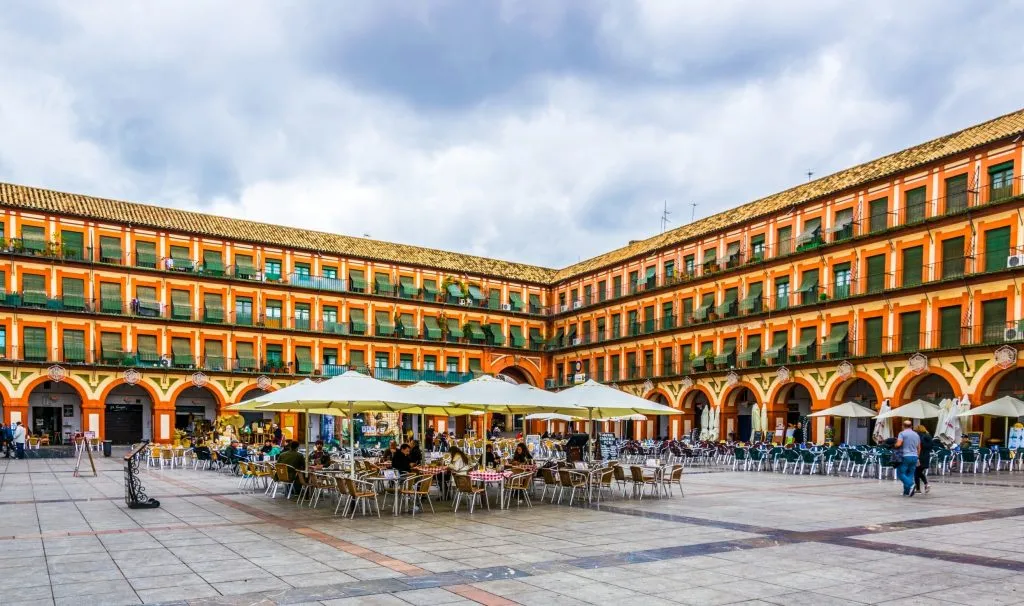 plaza de la corredera on a cloudy day