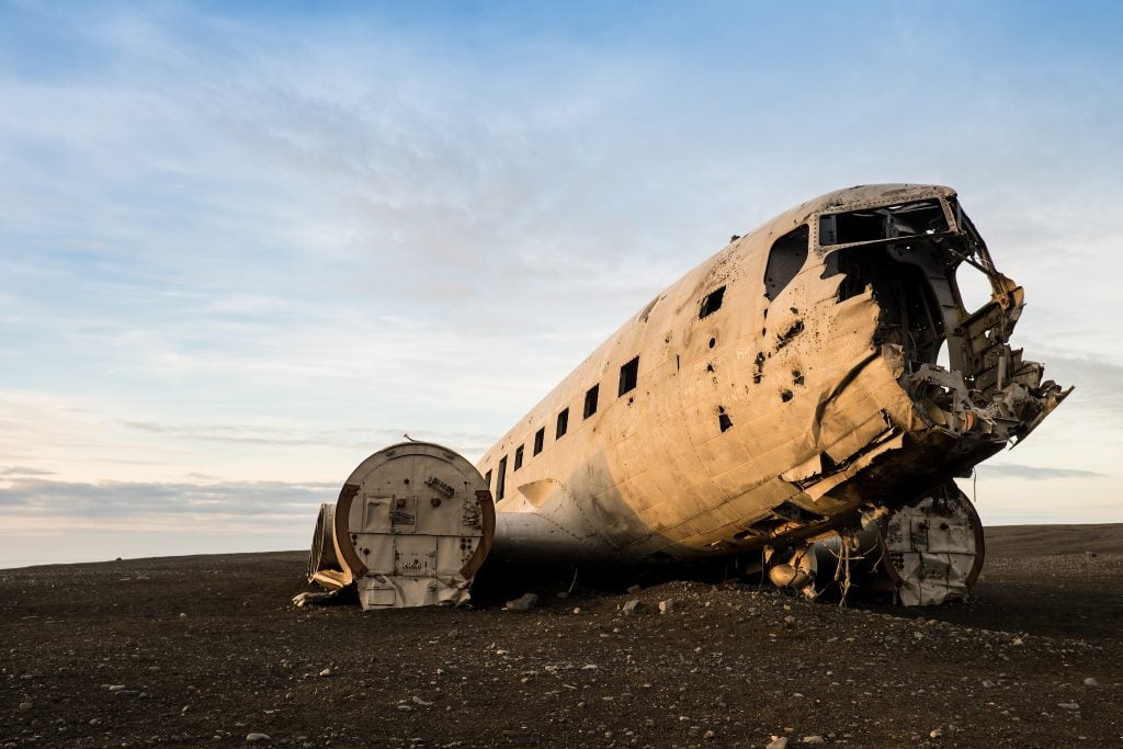 dc3 plane wreck at sunset, best activities in iceland