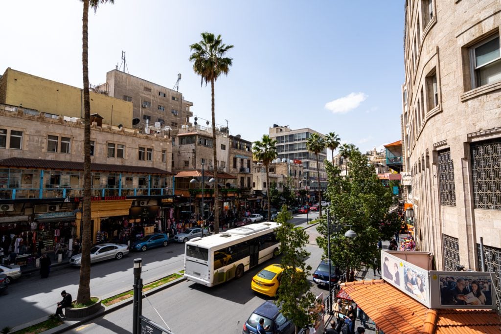 view of busy street in downtown amman jordan