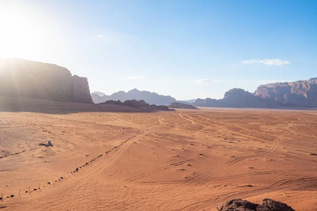 landscape of wadi rum as seen from above