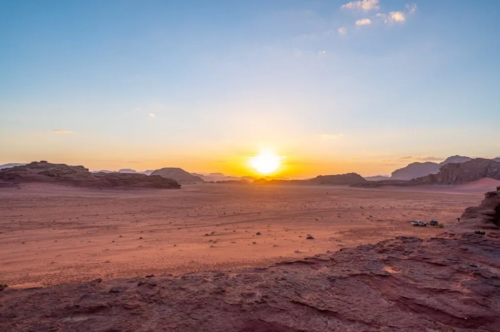 wadi rum sunset over the desert