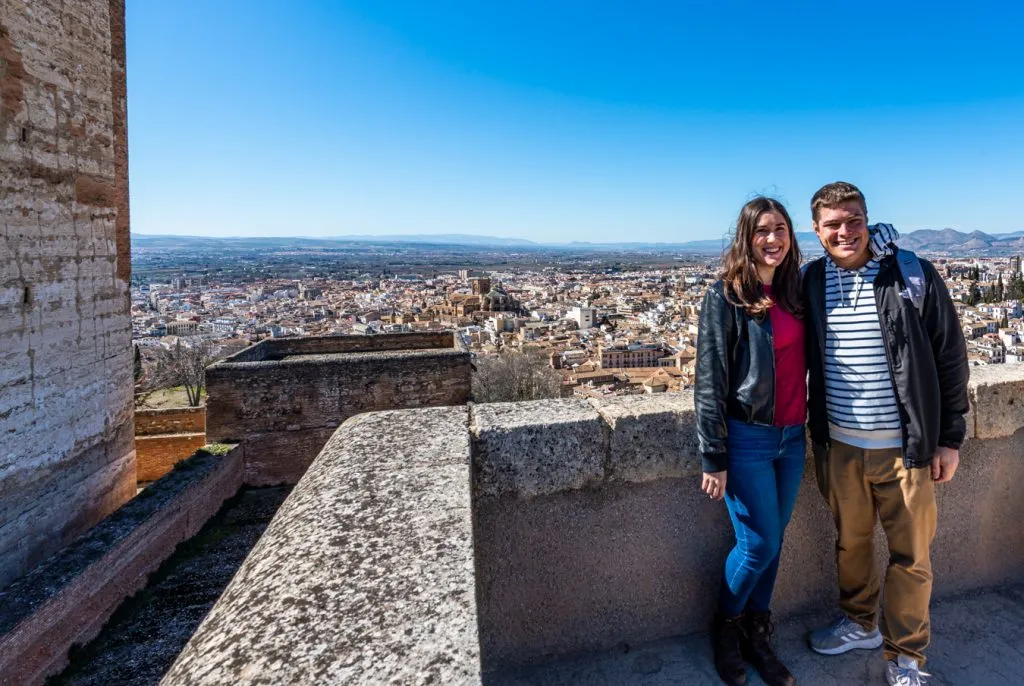 kate storm and jeremy storm at the alhambra during an andalucia road trip itinerary