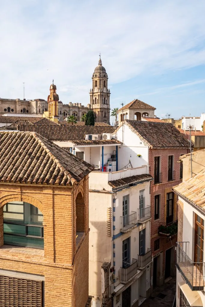 historic center of malaga spain as seen from hotel window