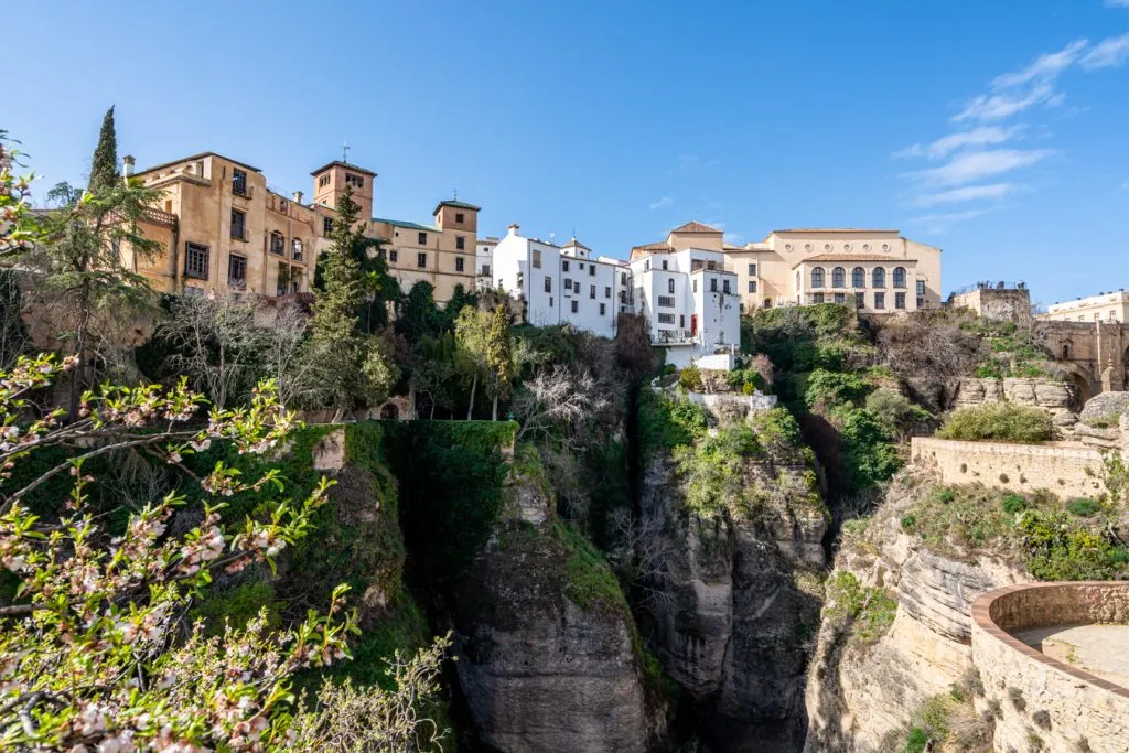 view of hanging gardens mondragon palace from across the gorge, what to do in ronda spain