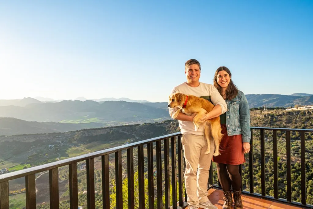 kate storm jeremy storm and ranger storm on a terrace overlooking the countryside ronda spain