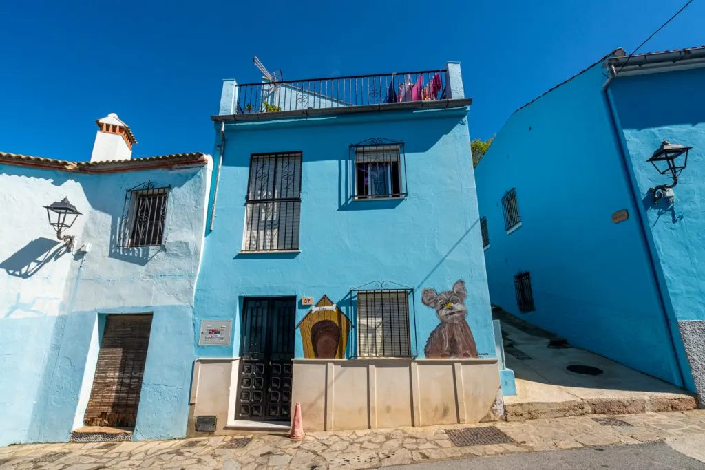 smurf mural in andalucia blue town