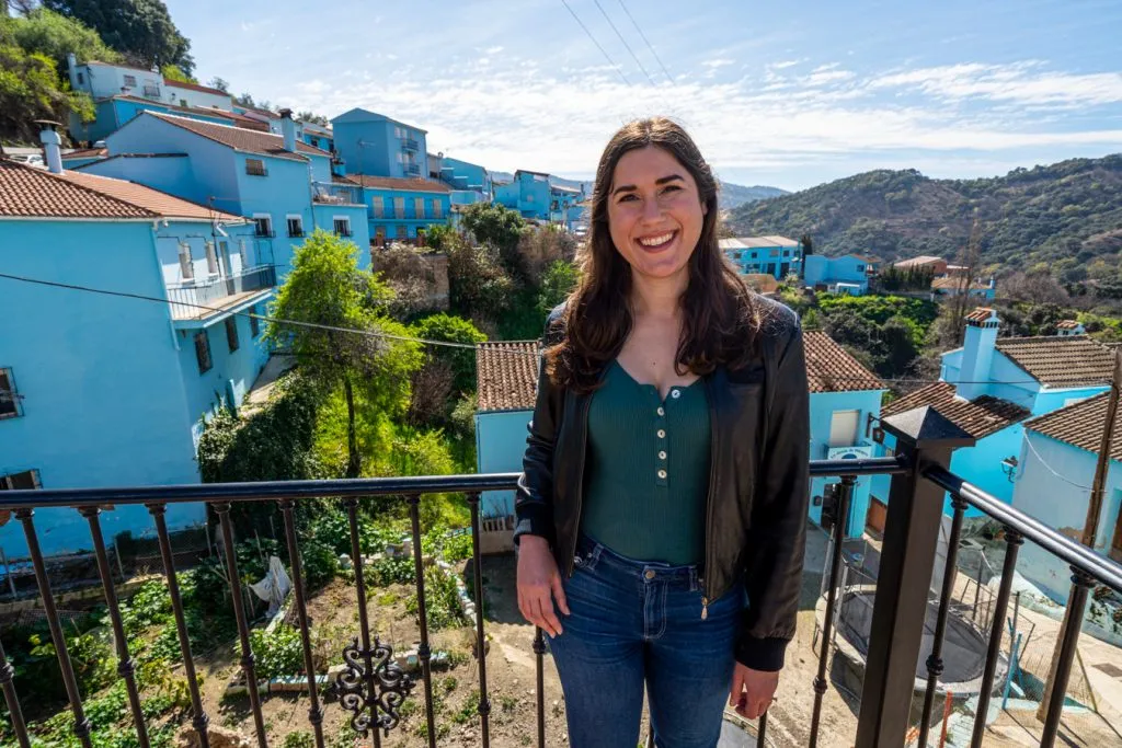 kate storm overlooking the smurf village juzcar spain blue village