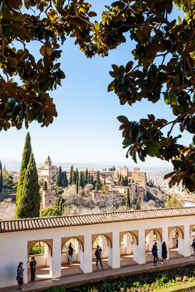 view of alhambra from generalife, one of the best things to do southern spain itinerary