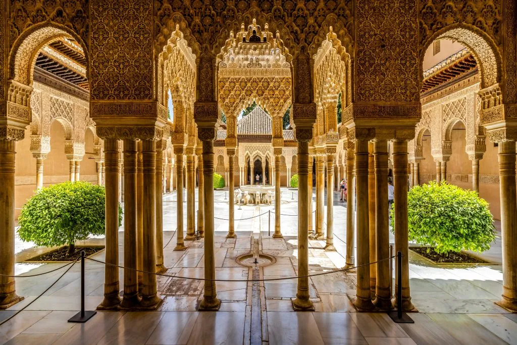 court of the lions in nasrid palaces alhambra spain