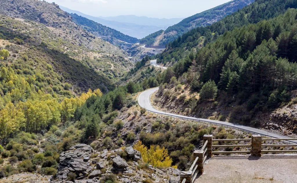 winding road through sierra nevada mountains in spain