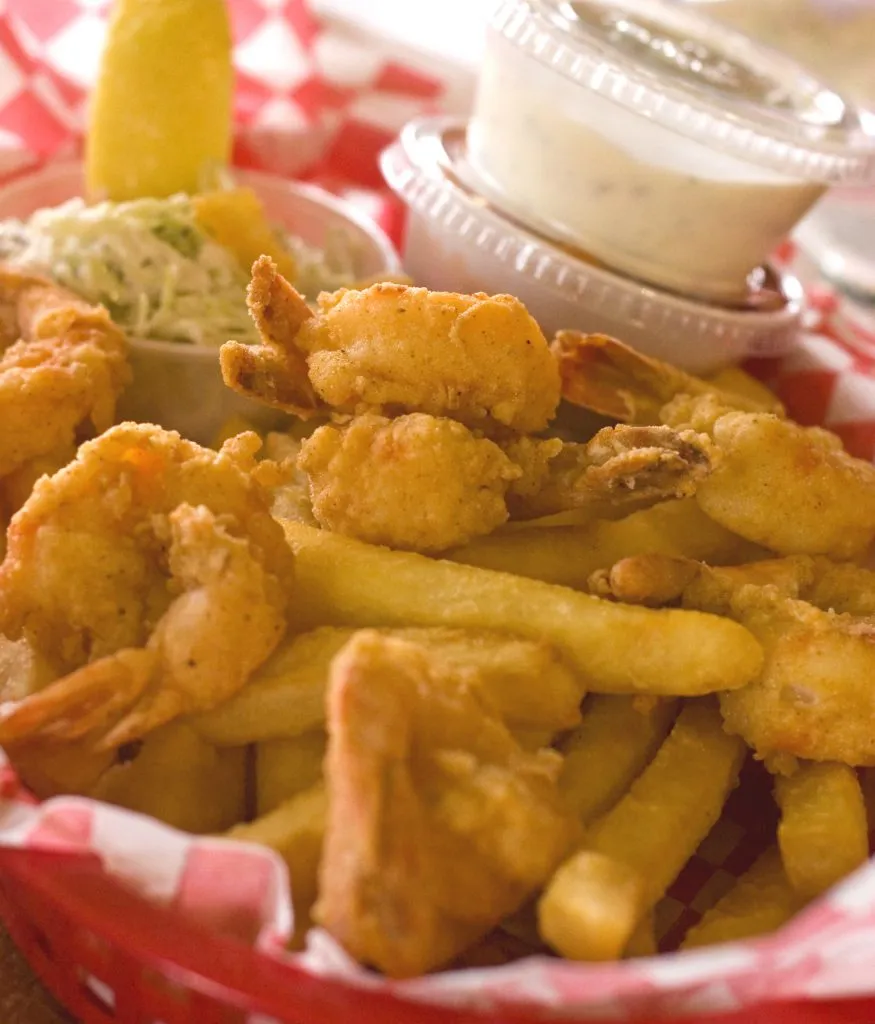 fried shrimp and fries seafood in atlantic beach nc